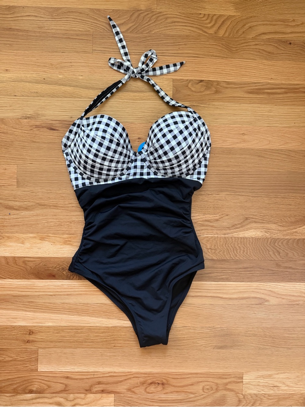 NWT Cupshe Black & White Gingham One-Piece Swimsuit